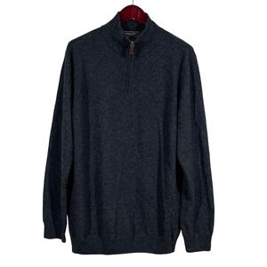 Mantovani Studio 100% Italian Cashmere 1/4 Zip Sweater Mens XXL Charcoal Gray